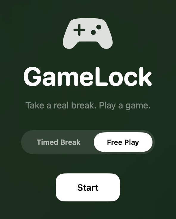 GameLock setup screen